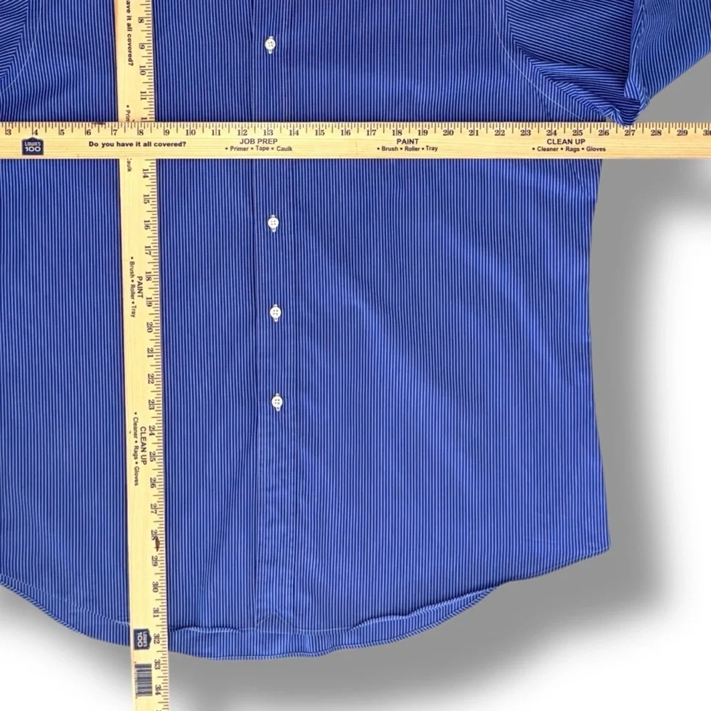 Polo Ralph Lauren Regent Custom Fit Blue Pinstripe Dress Shirt Large 18 - 36/37